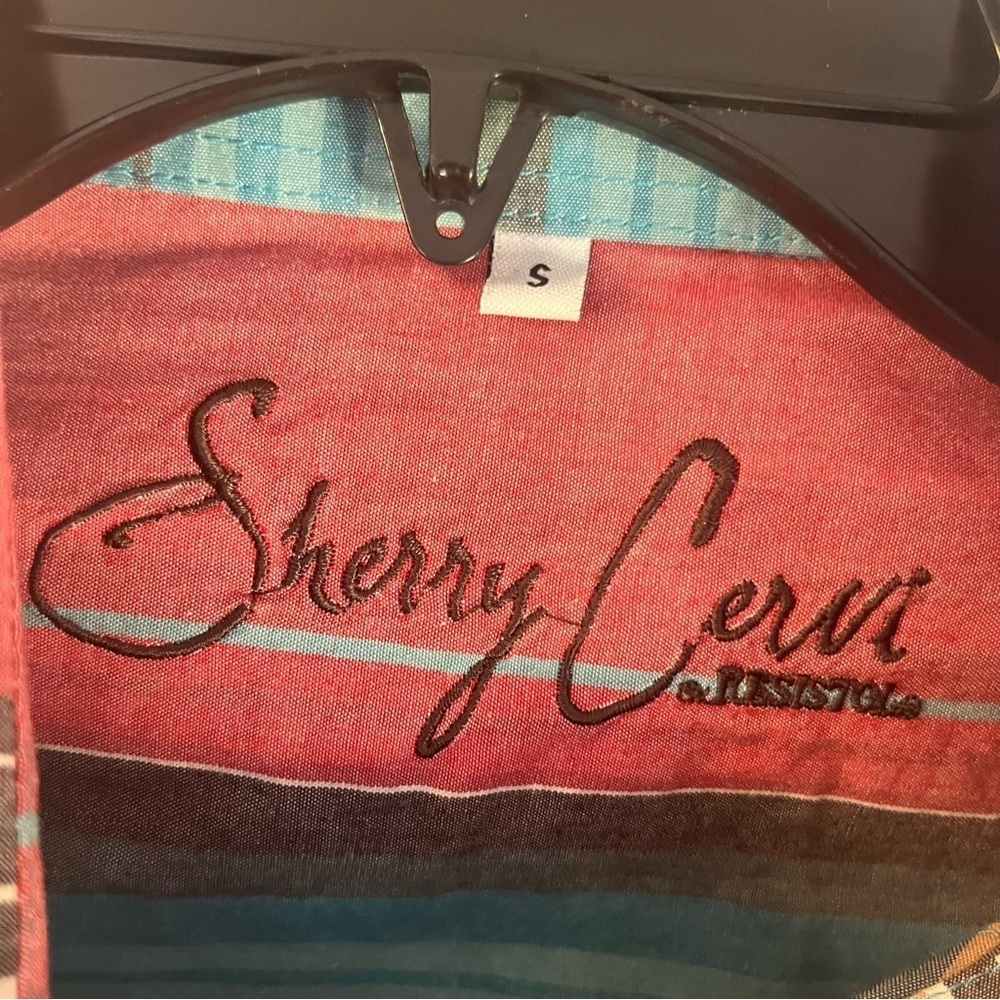 Sherry Cervi by Resistol Red and Teal Plaid Snap-Up Western Rodeo Shirt Sz S - Picture 9 of 11